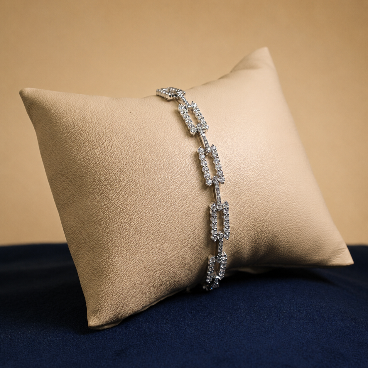 Silver Aurelle Oval Crystal Link Bracelet