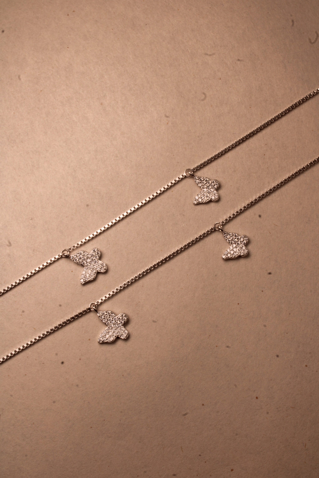 Silver Fiora Butterfly Crystal Anklet