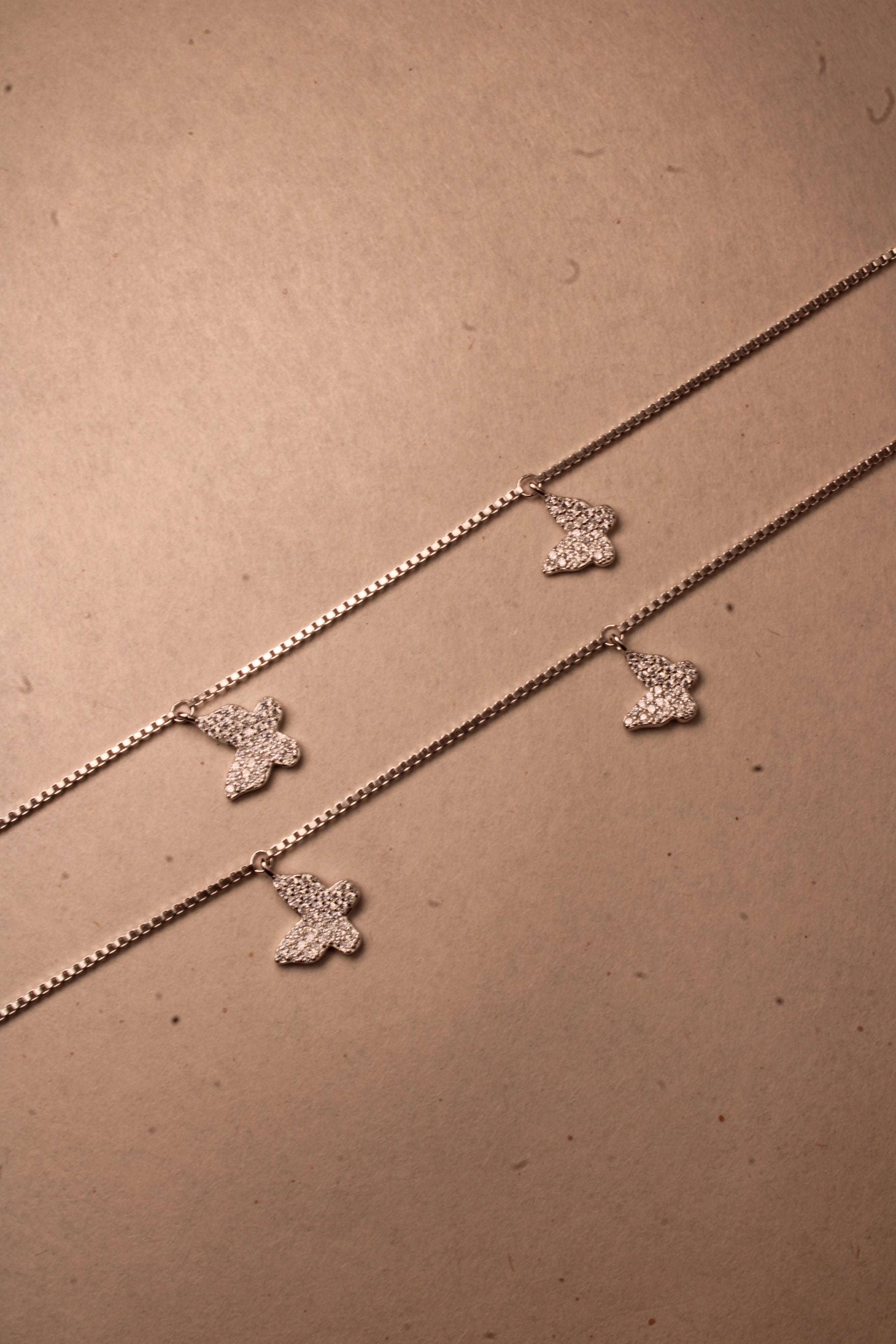 Silver Fiora Butterfly Crystal Anklet