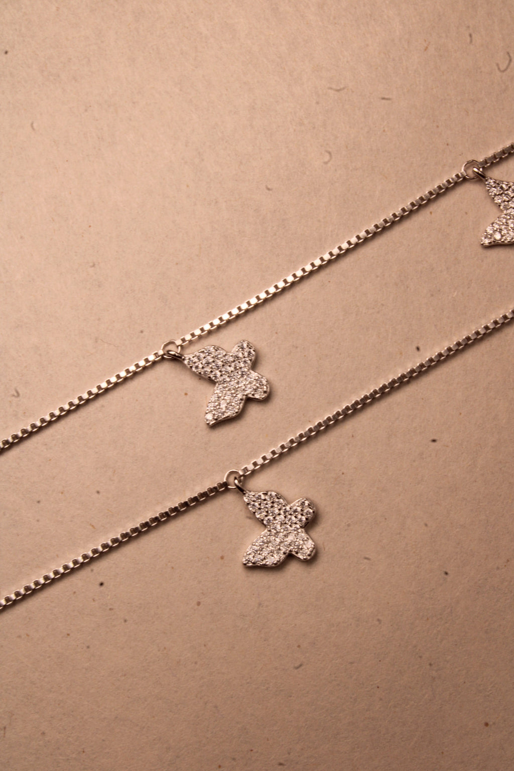 Silver Fiora Butterfly Crystal Anklet