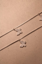 Silver Fiora Butterfly Crystal Anklet