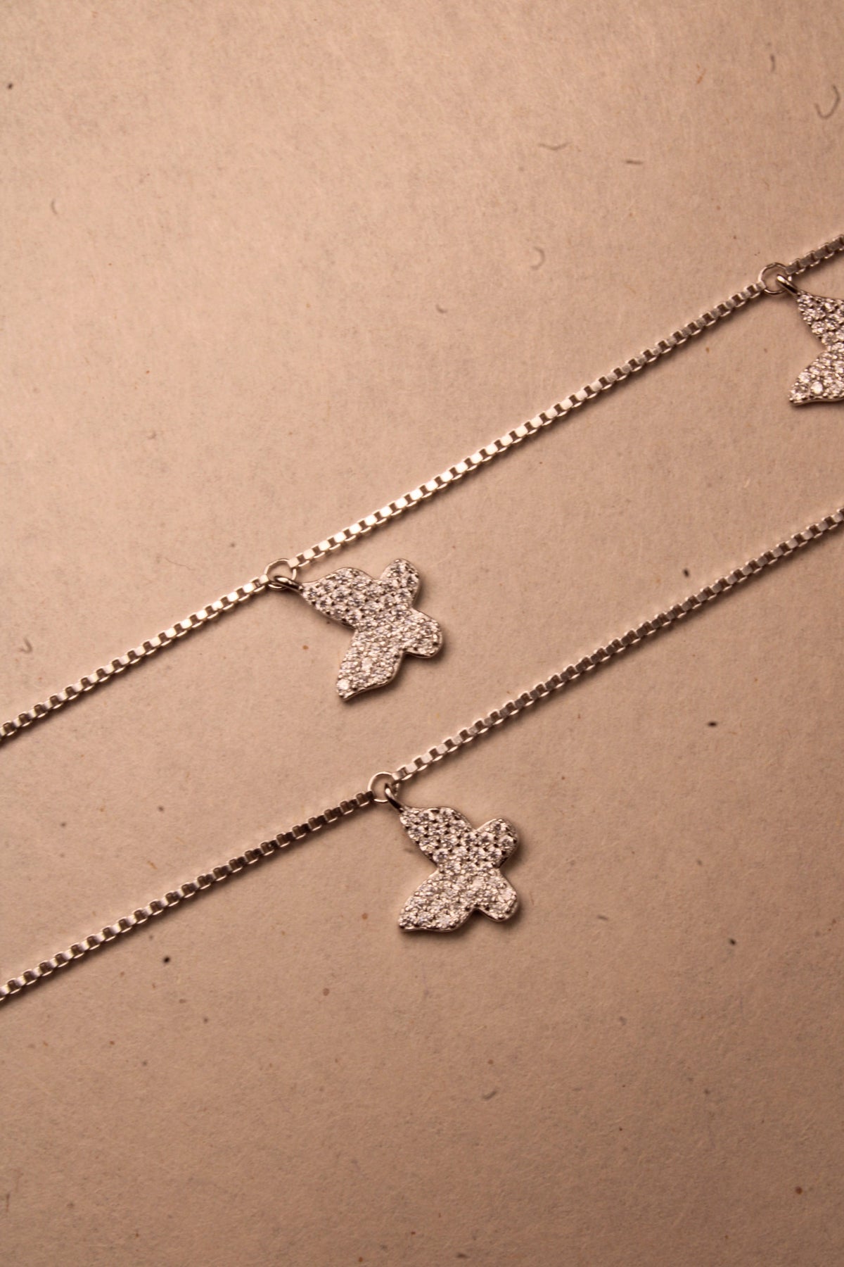 Silver Fiora Butterfly Crystal Anklet