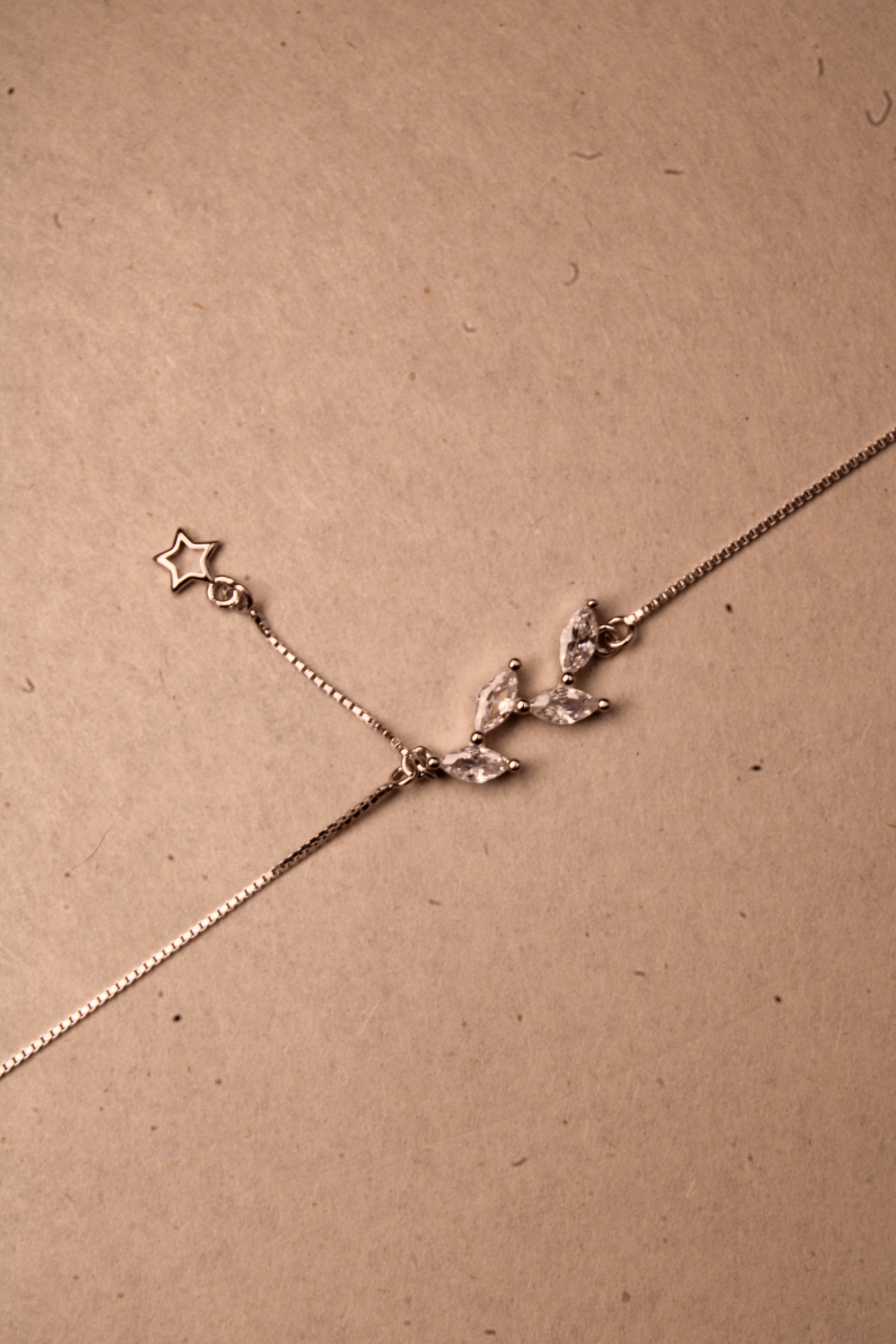 Silver Celeste Floral Star Anklet