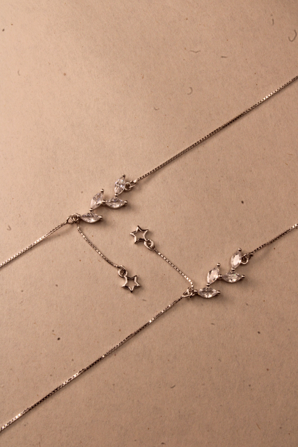 Silver Celeste Floral Star Anklet