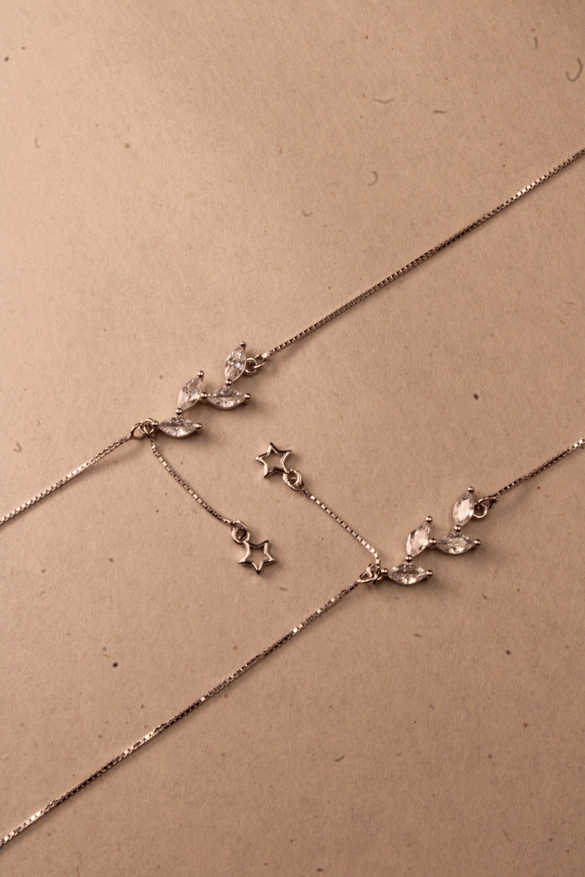 Silver Celeste Floral Star Anklet