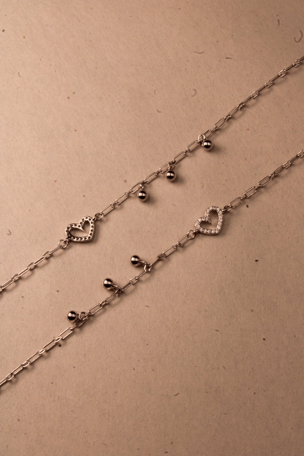 Silver Isadora Heart Charm Anklet