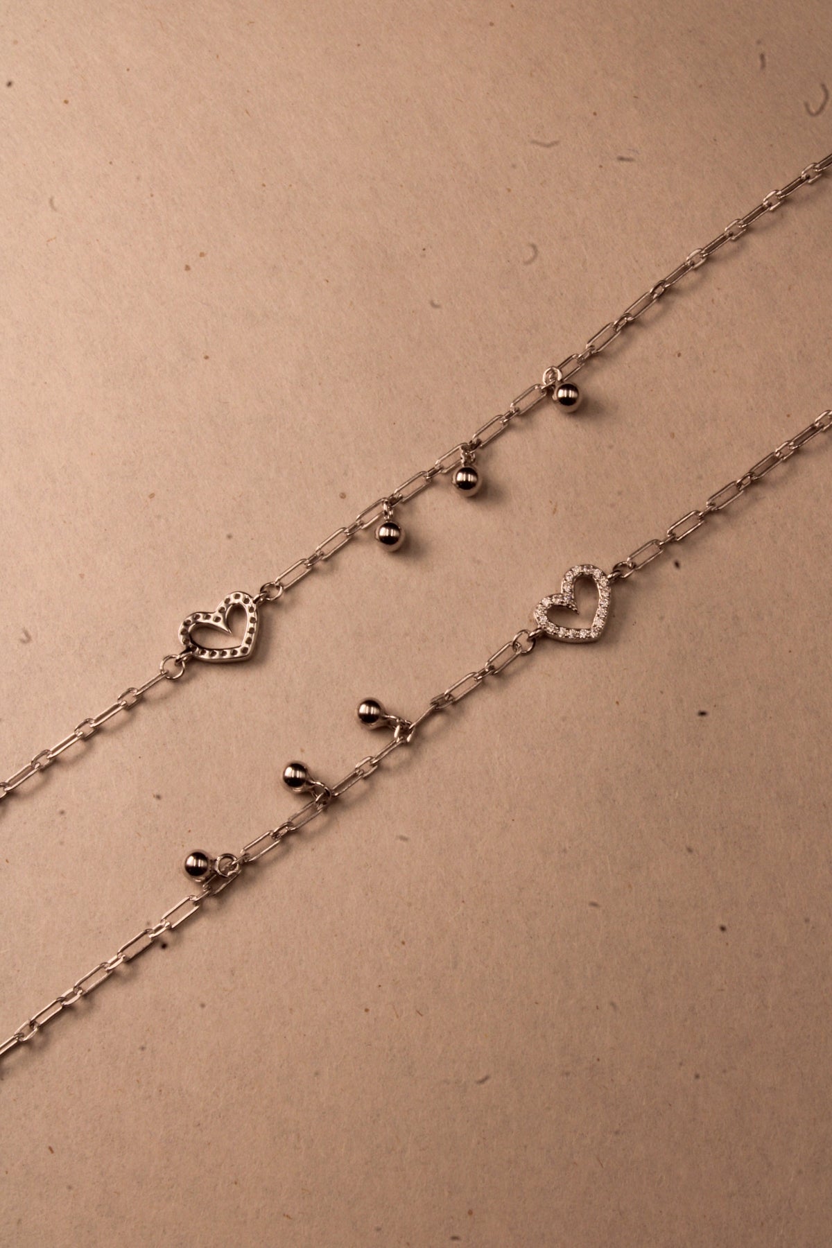 Silver Isadora Heart Charm Anklet