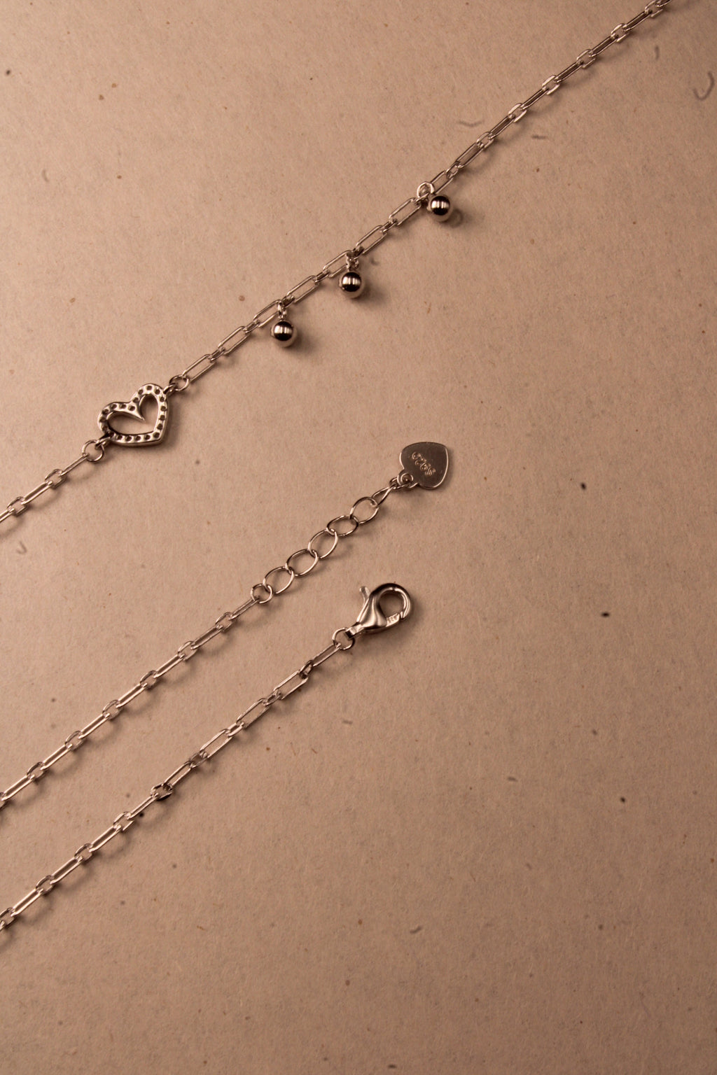 Silver Isadora Heart Charm Anklet