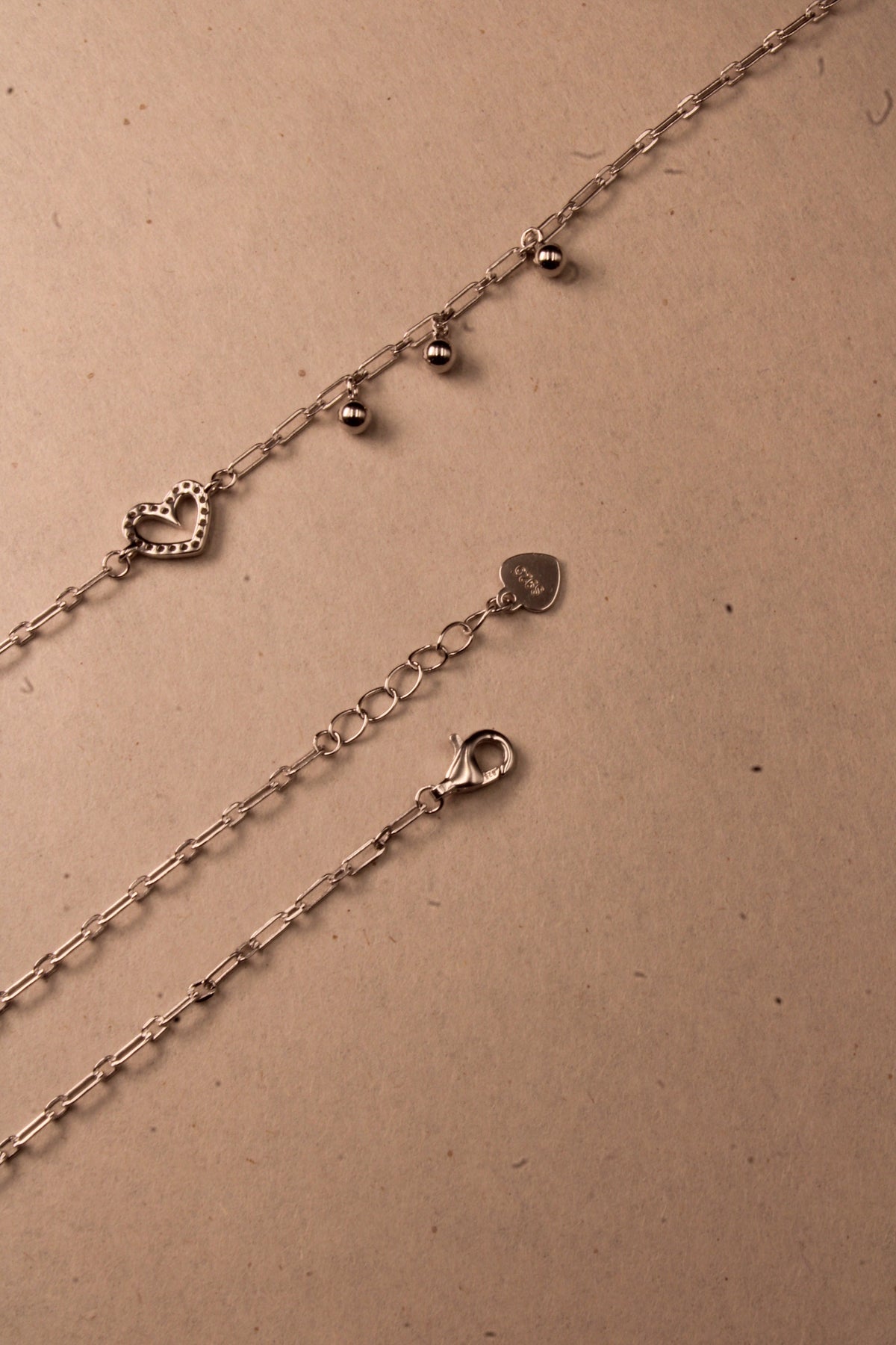 Silver Isadora Heart Charm Anklet