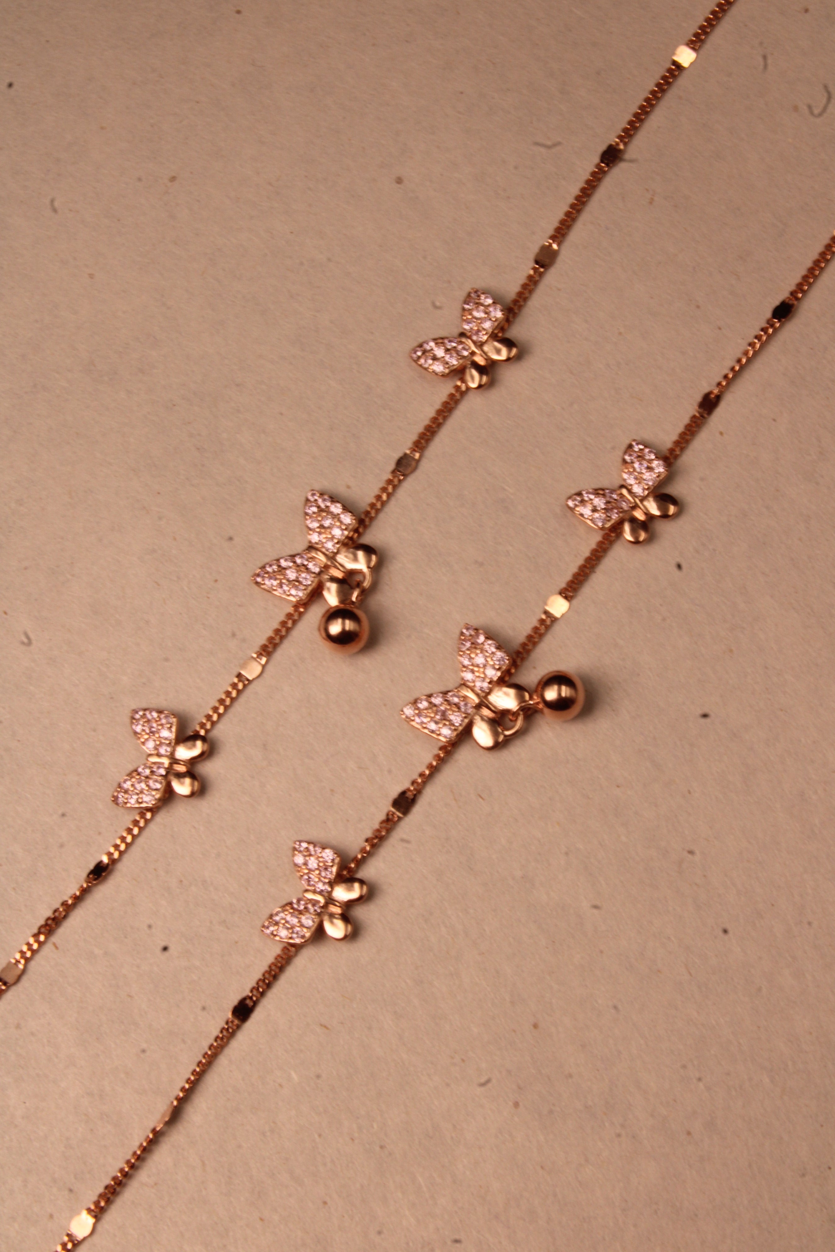 Rose Gold Celeste Butterfly Charm Anklet