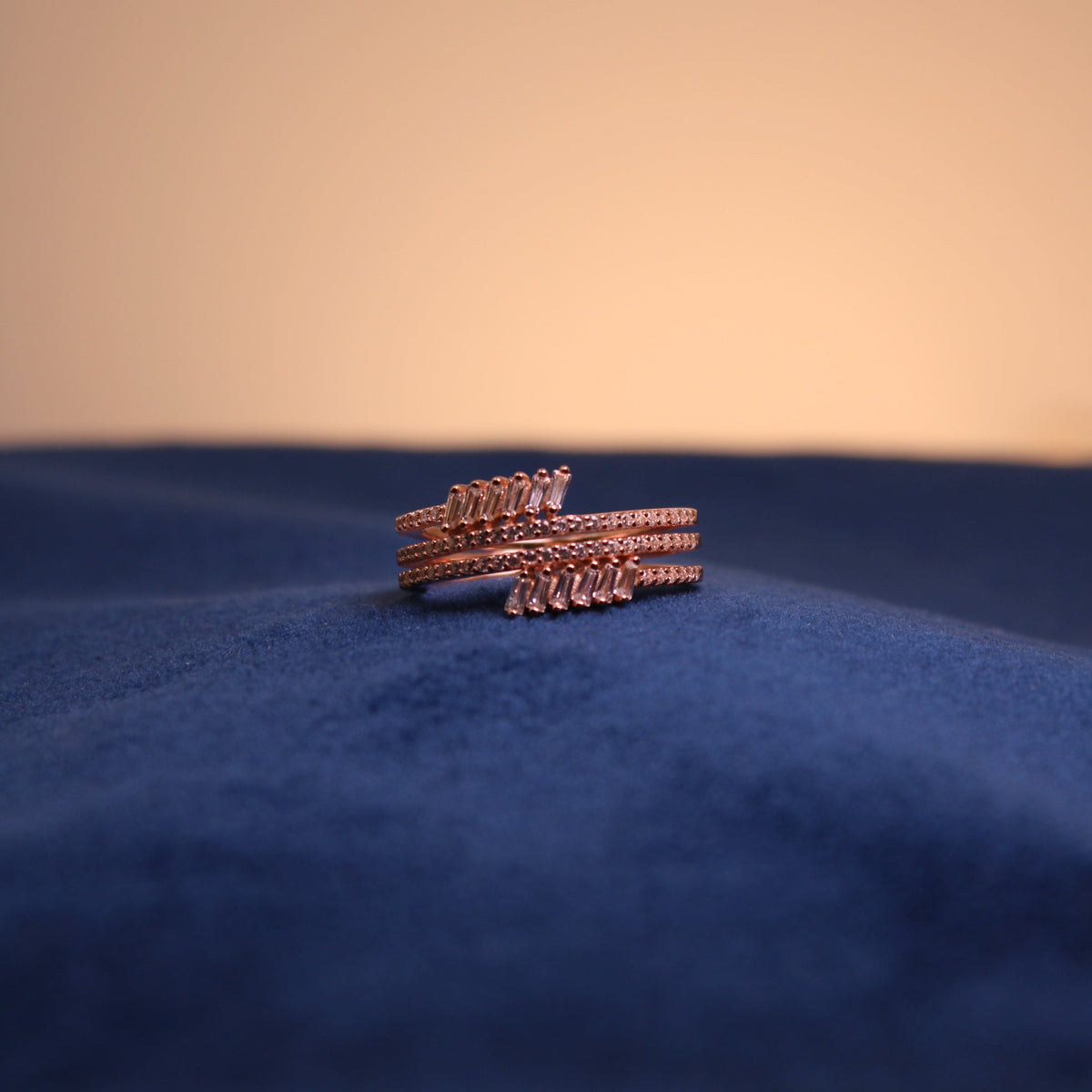 Rose Gold Rosalie Layered Crystal Ring