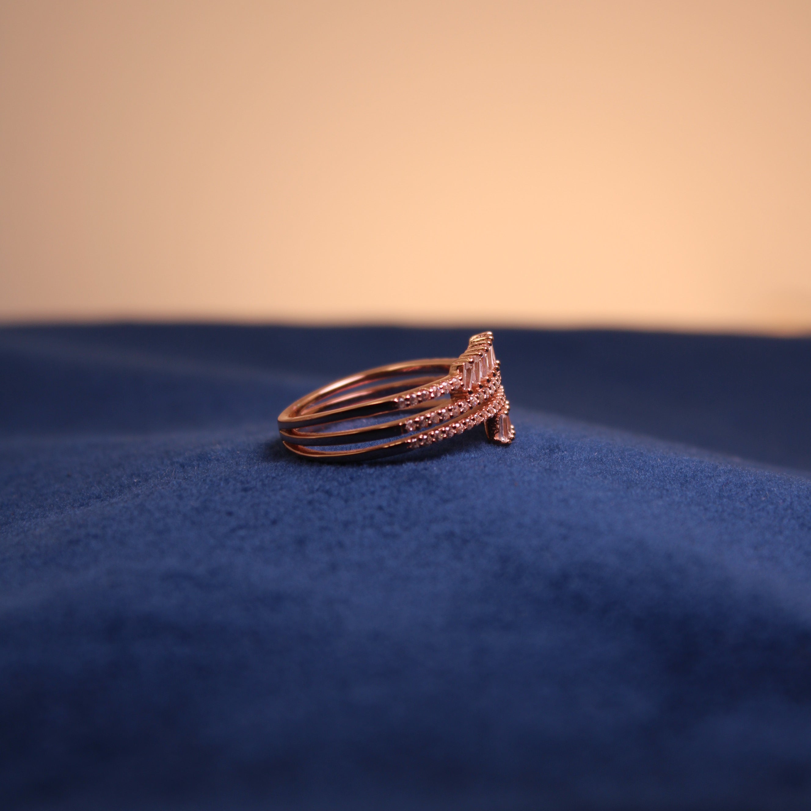 Rose Gold Rosalie Layered Crystal Ring