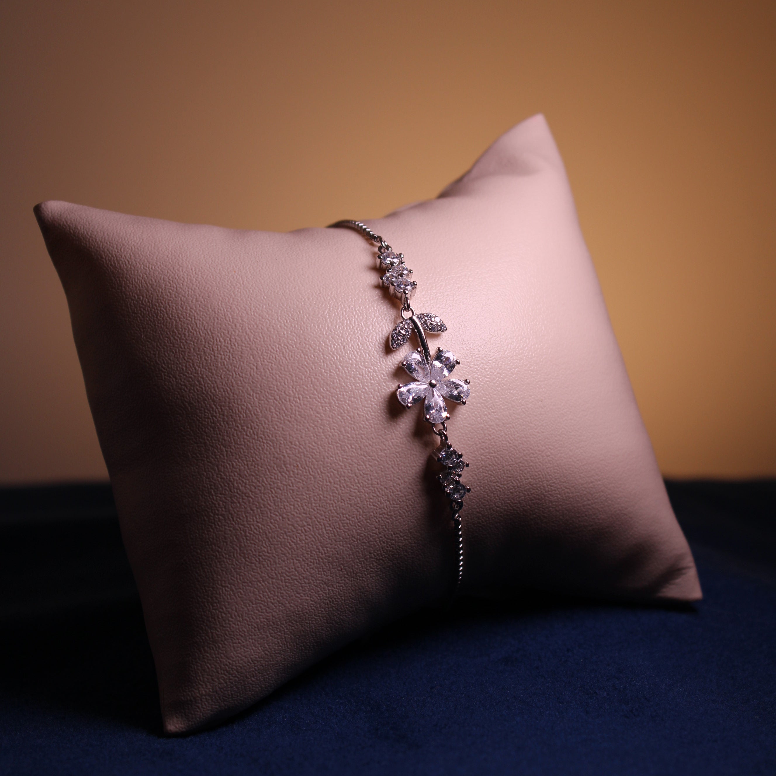 Silver Fiora Floral Crystal Bracelet