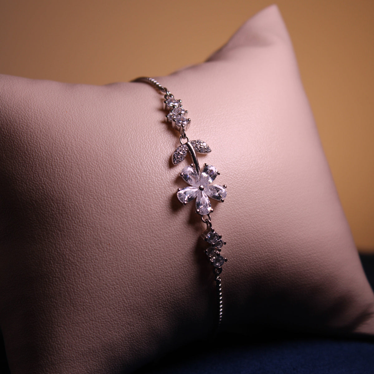 Silver Fiora Floral Crystal Bracelet