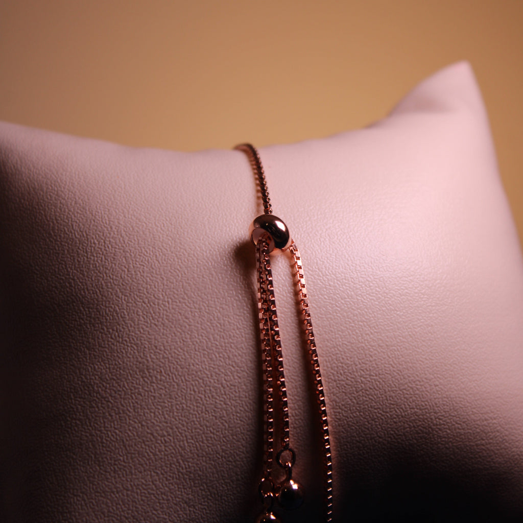 Rose Gold Elara Blue Crystal Infinity Bracelet