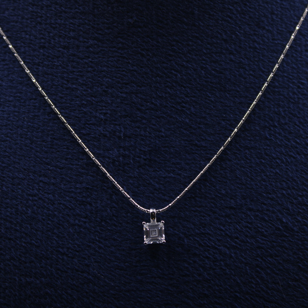 Silver Square-Cut Stud Pendant Set