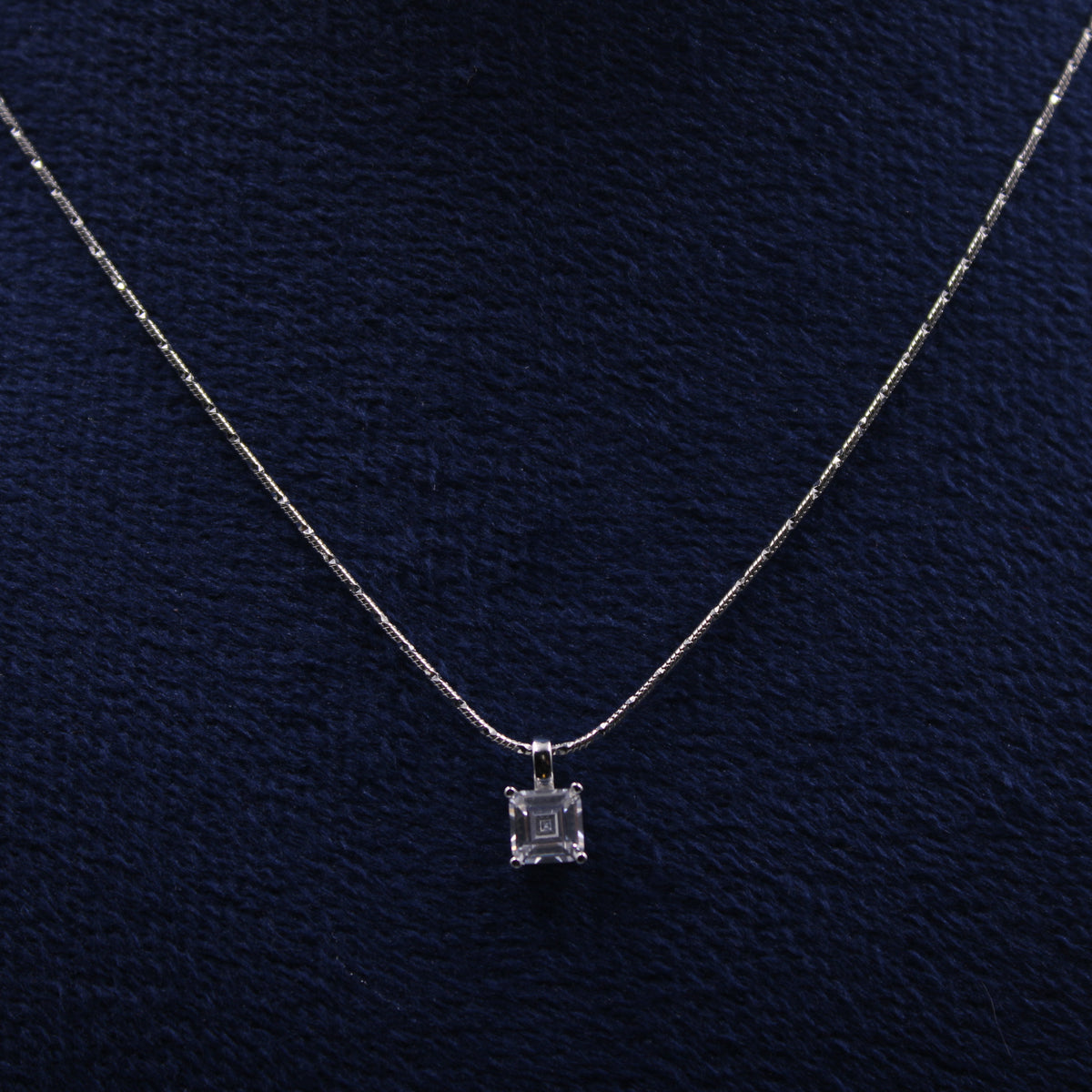 Silver Square-Cut Stud Pendant Set