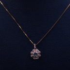 Rose Gold Baguette Halo Pendant Set