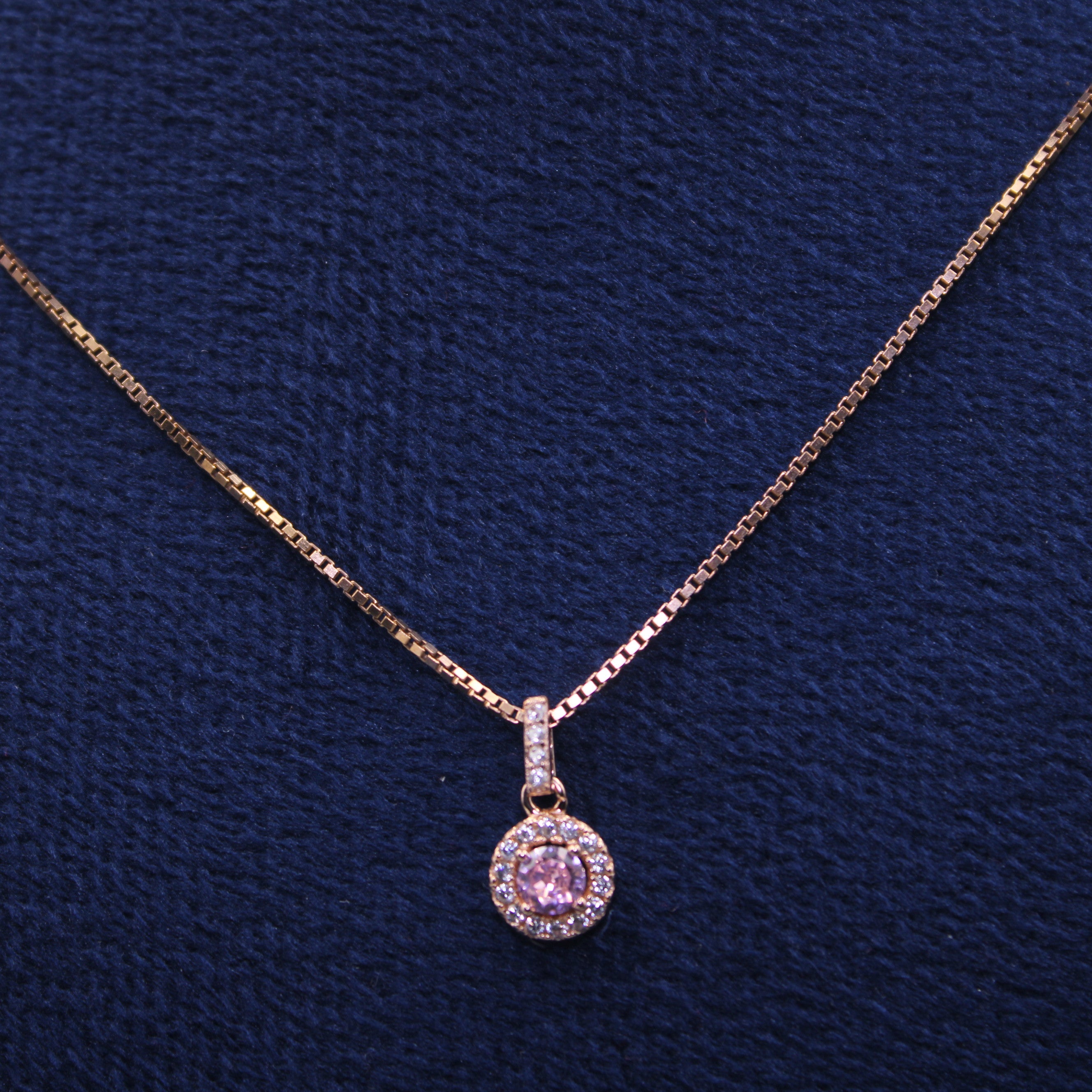 Blush Halo Round Pendant & Earring Set
