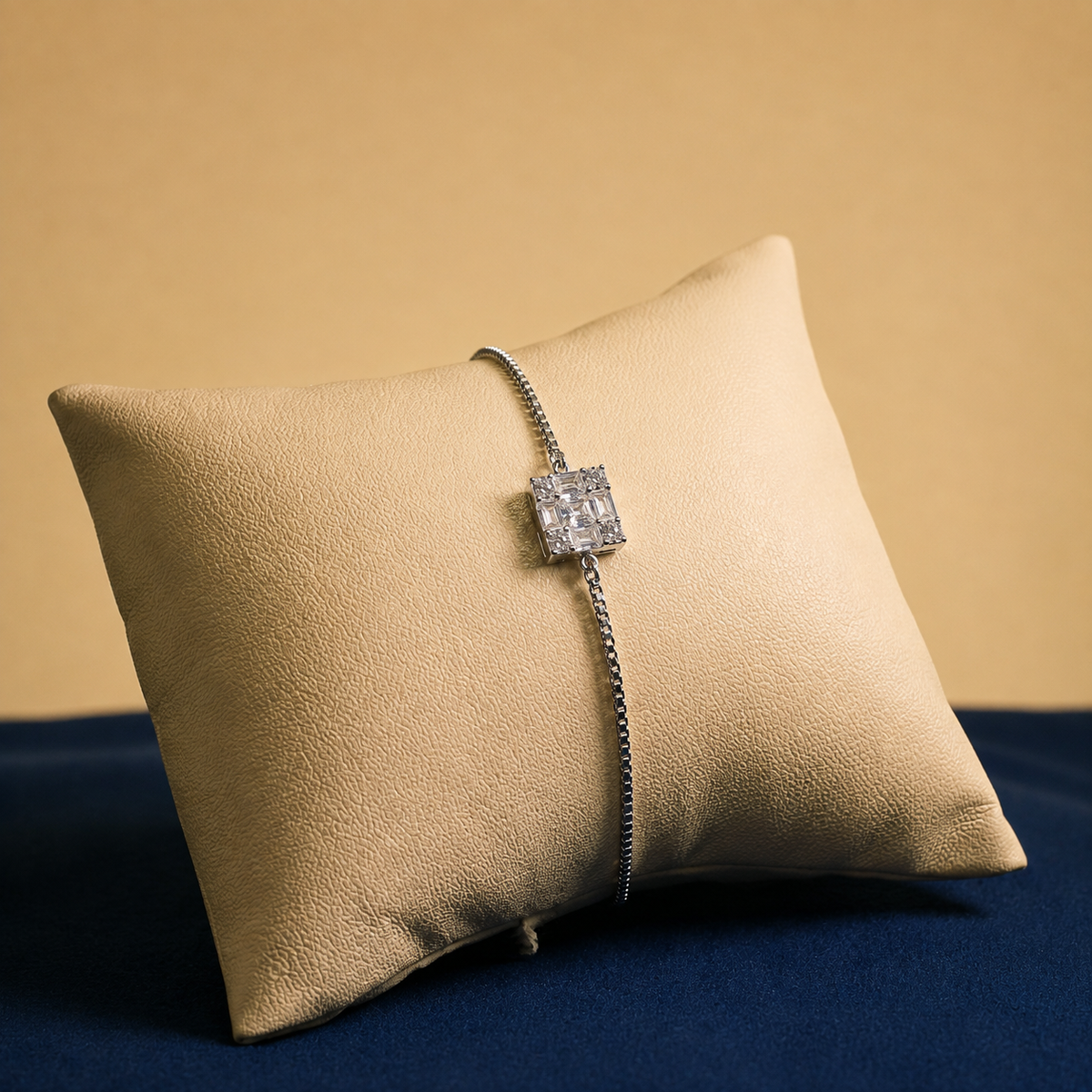 Silver Aurelle Square Crystal Bracelet