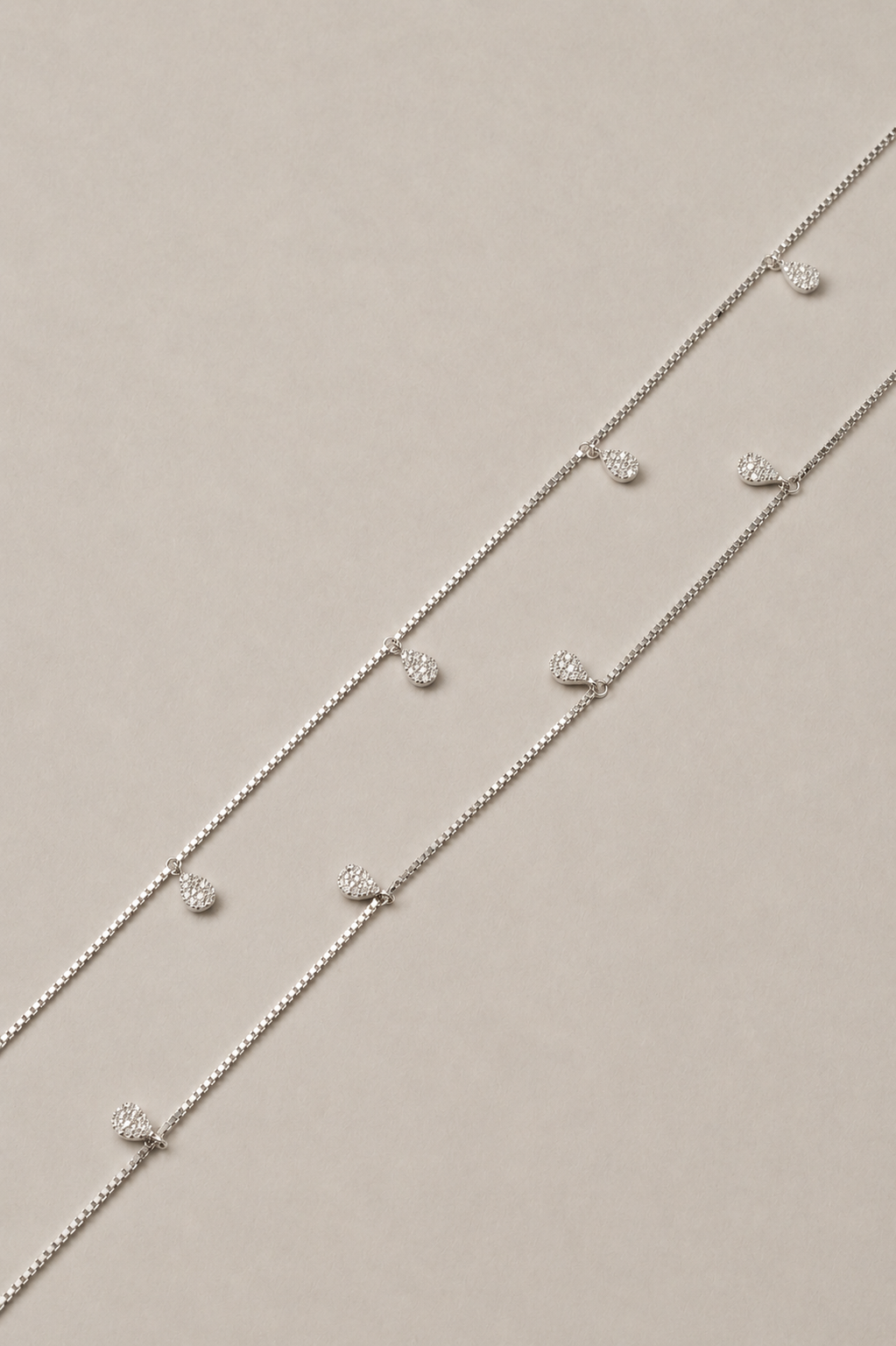 Silver Elara Teardrop Crystal Anklet