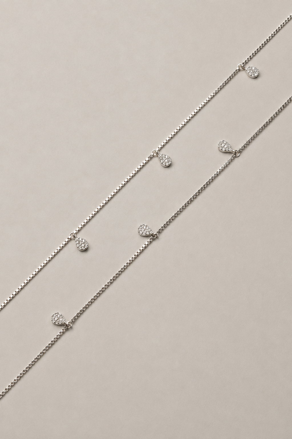 Silver Elara Teardrop Crystal Anklet