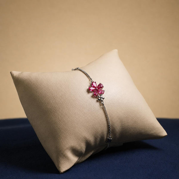 Silver Pink Fleur Bracelet