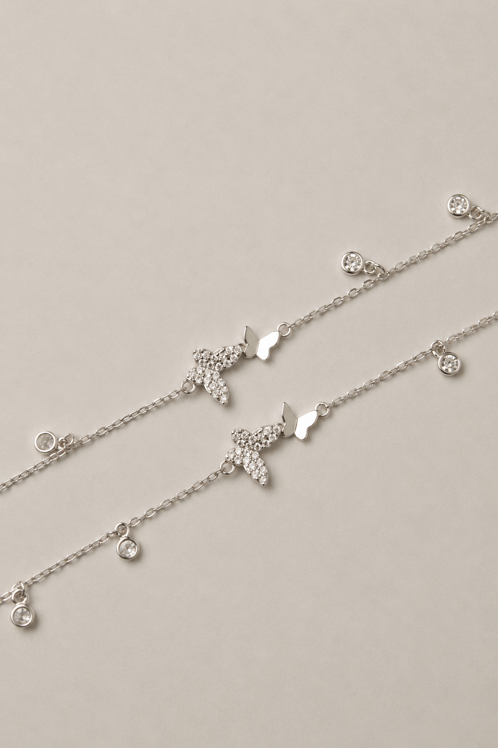 Silver Celeste Bow Accent Anklet