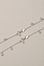 Silver Celeste Bow Accent Anklet