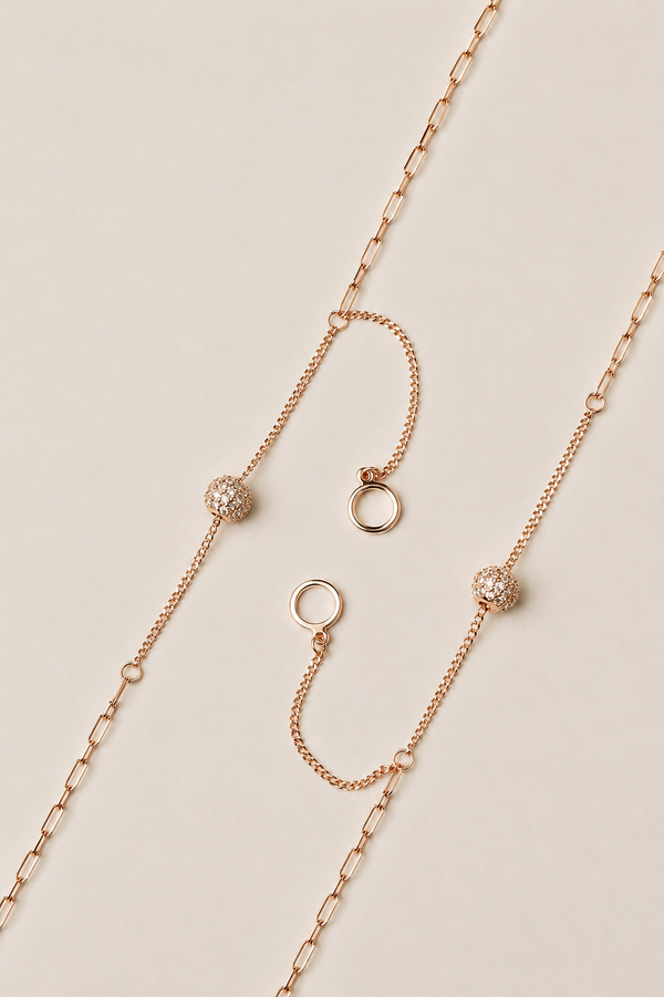 Rose Gold Amara Crystal Ball Anklet