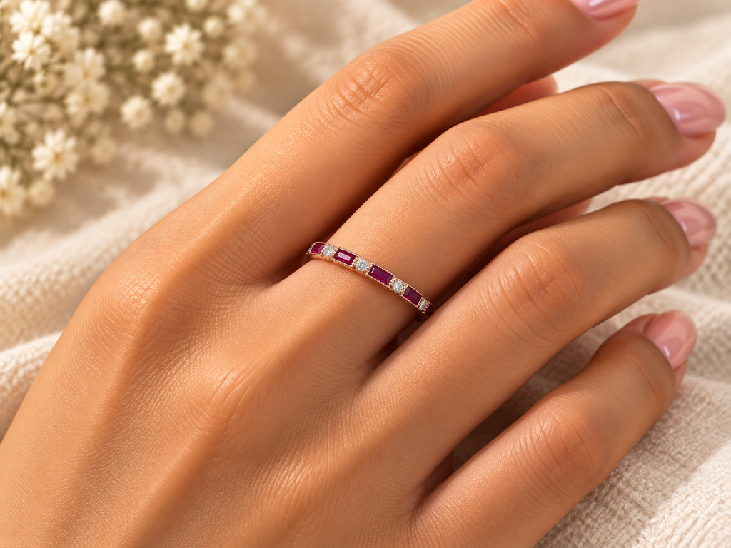 Silver Pink & Crystal Gleam Ring