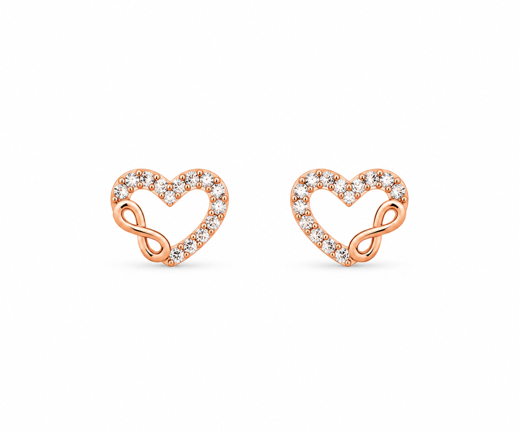 Rose Gold Celeste Open Heart Crystal Stud Earrings