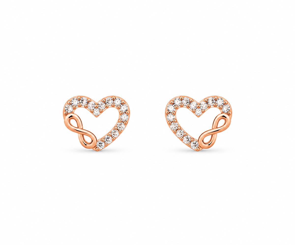 Rose Gold Celeste Open Heart Crystal Stud Earrings