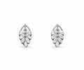 Silver Elara Leaf Crystal Stud Earrings