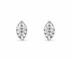 Silver Elara Leaf Crystal Stud Earrings