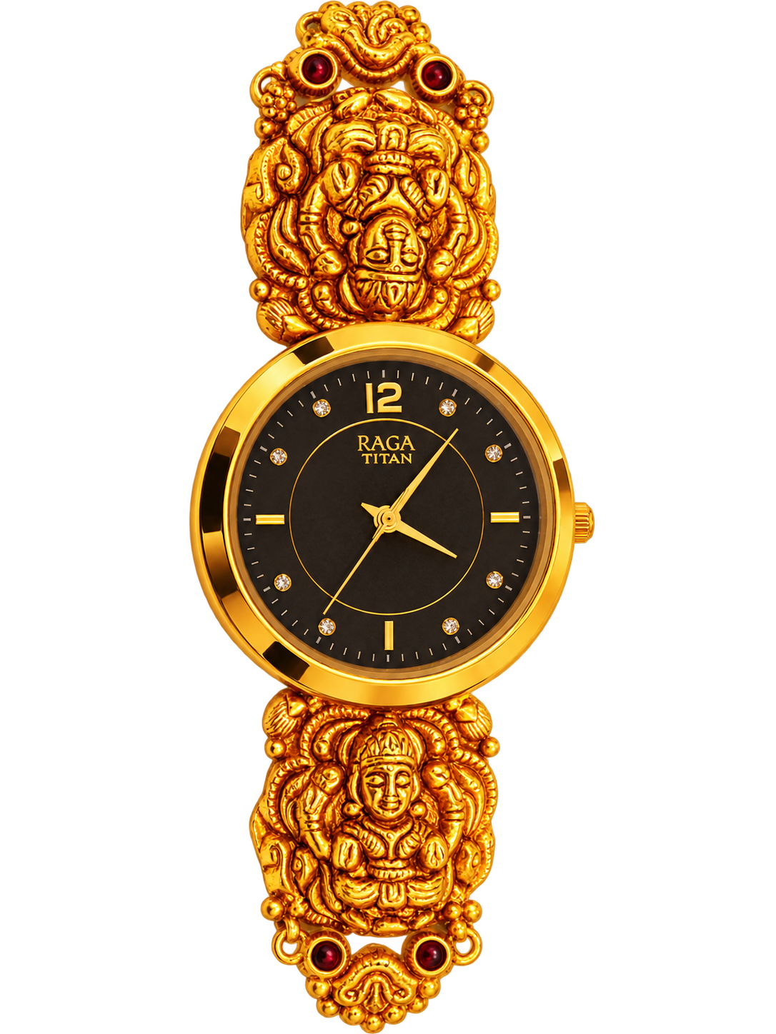 Raga Titan Rudra Heritage Black Dial Gold-Tone Watch