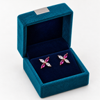 Rose Gold Fiora Pink Marquise Floral Stud Earrings