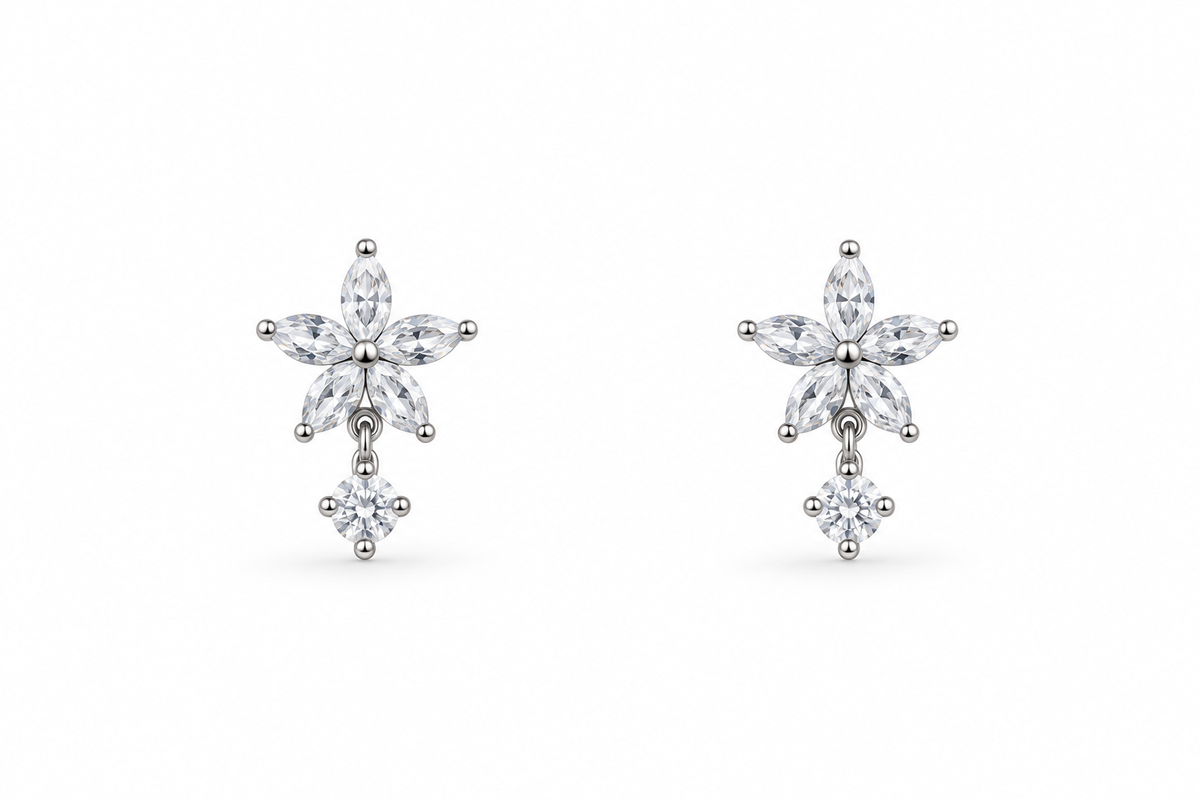 Silver Petal Grace Studs