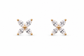 Rose Gold Fiora Four-Petal Crystal Stud Earrings