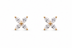 Rose Gold Fiora Four-Petal Crystal Stud Earrings