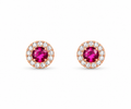 Rose Gold Celeste Ruby Halo Stud Earrings