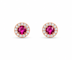 Rose Gold Celeste Ruby Halo Stud Earrings