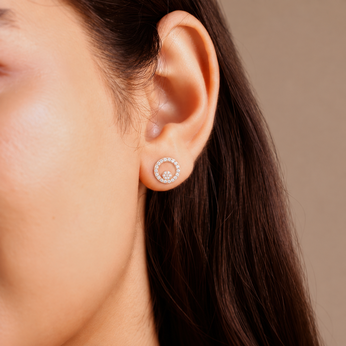 Rosé Circle Bloom Studs