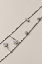 Silver Fiora Floral Crystal Anklet