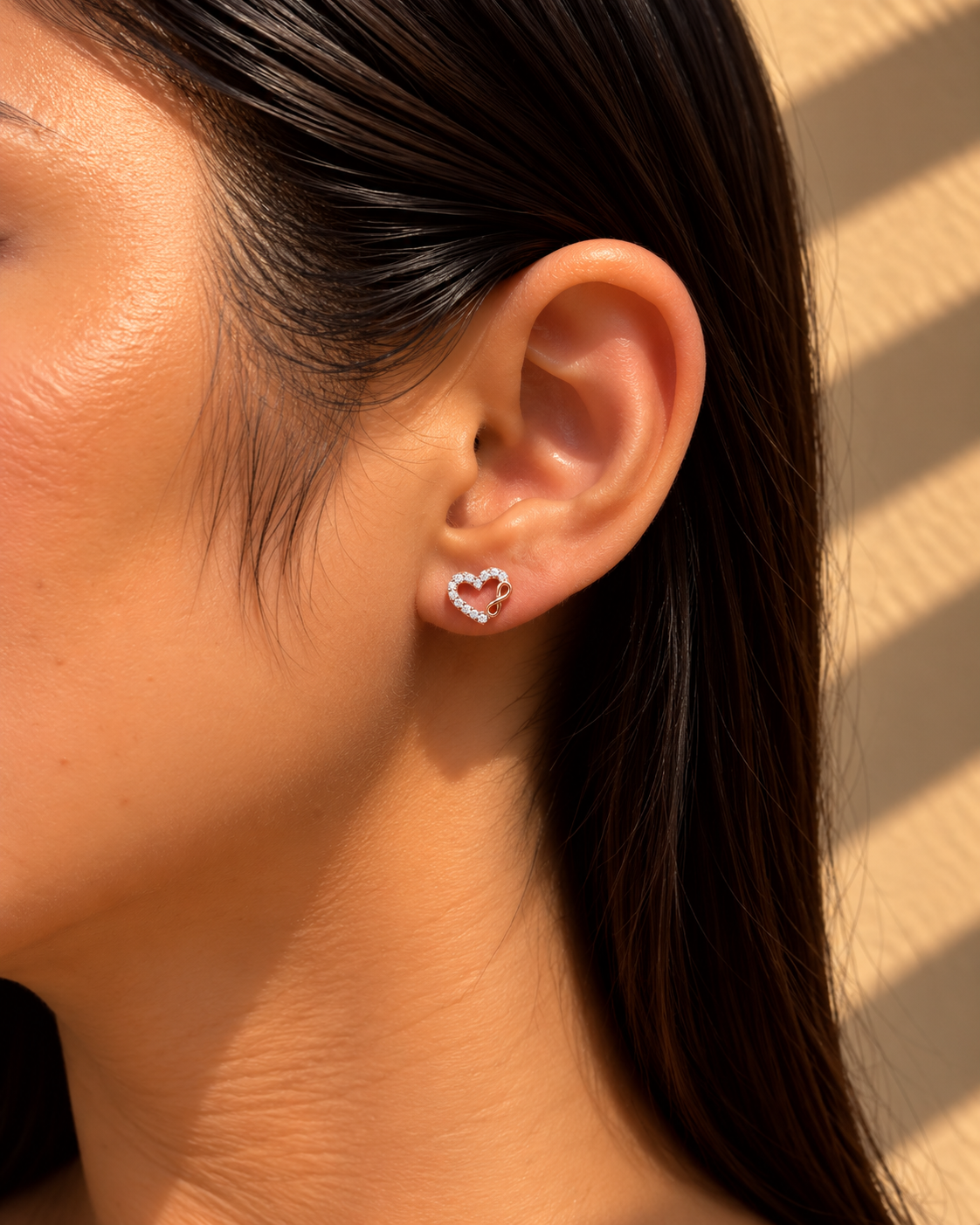 Rose Gold Celeste Open Heart Crystal Stud Earrings