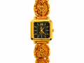 Viha Quartz Noir Royale Ornate Gold-Tone Watch