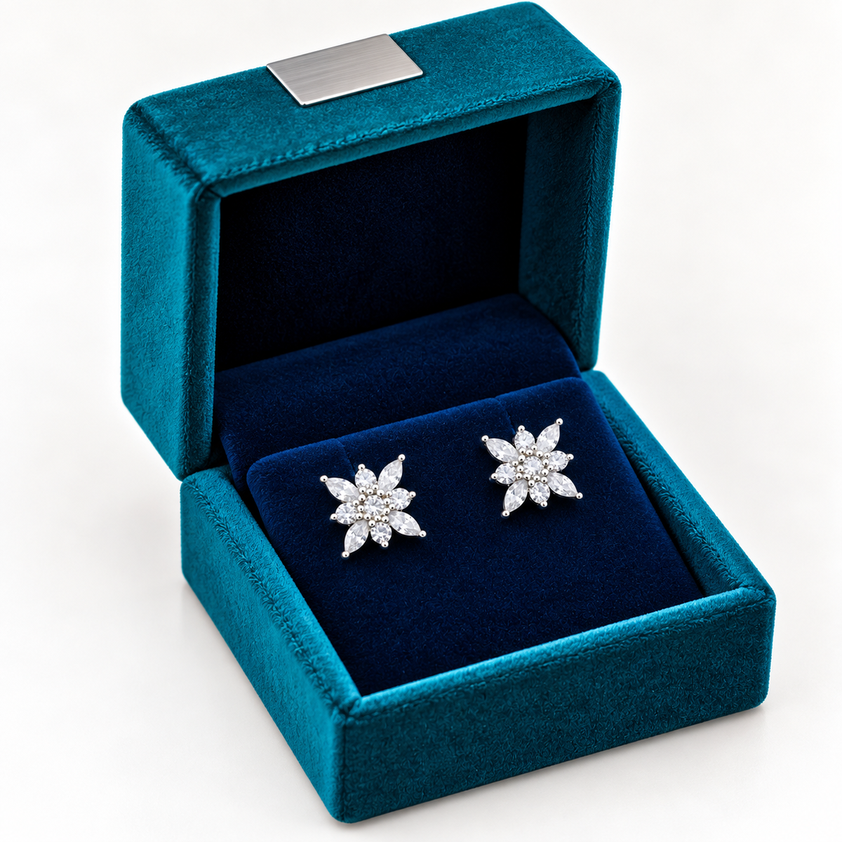 Silver Celeste Starburst Crystal Stud Earrings