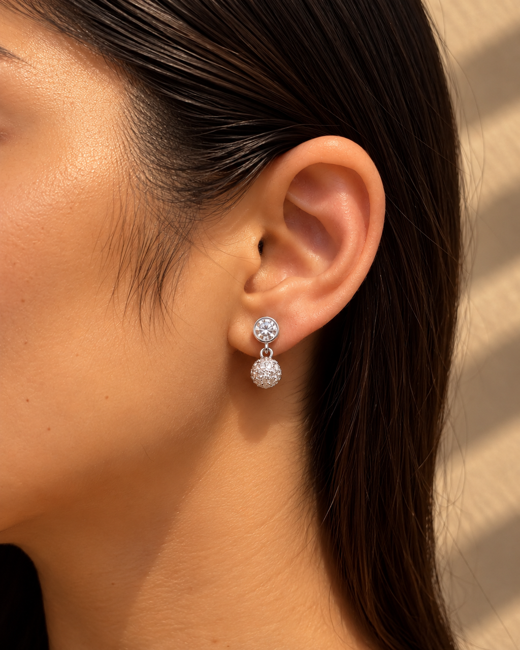 Silver Elara Crystal Cluster Drop Earrings