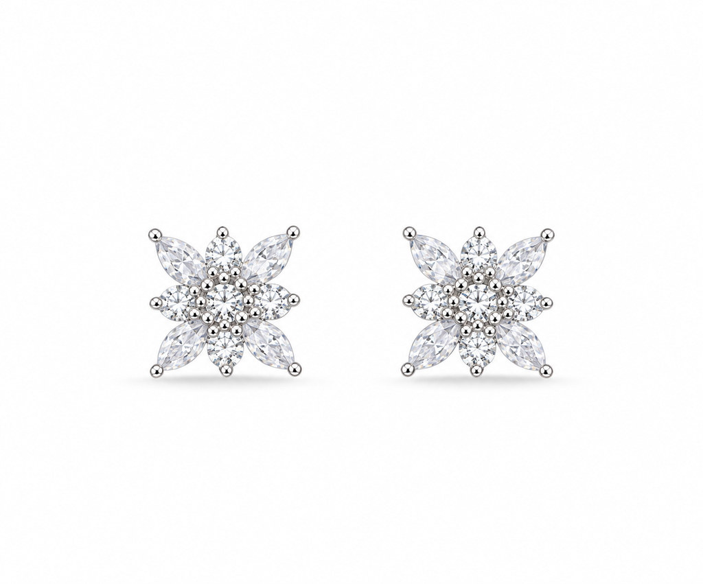Silver Celeste Starburst Crystal Stud Earrings