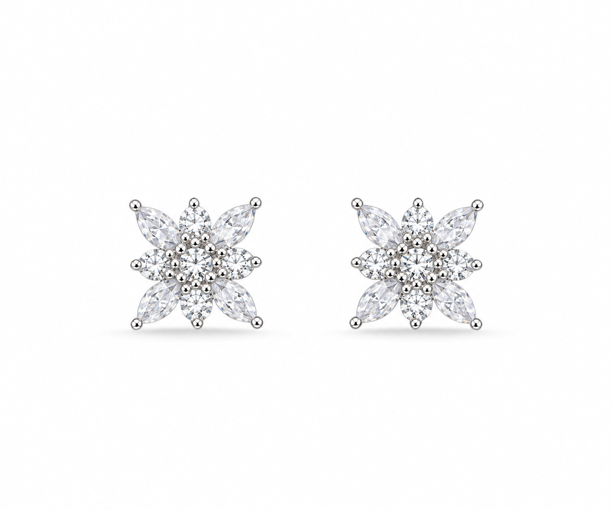Silver Celeste Starburst Crystal Stud Earrings